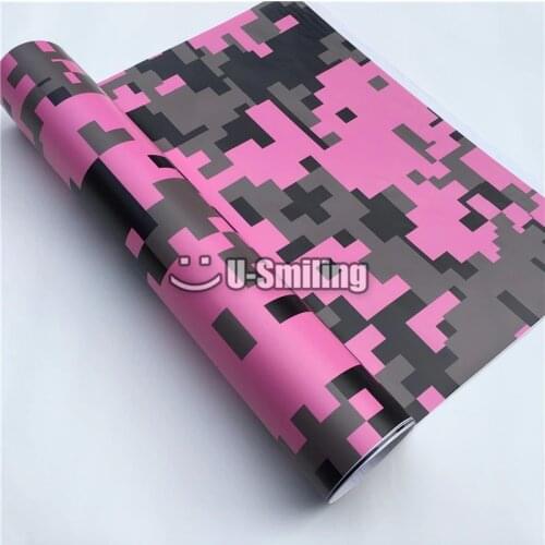Pink Pixel Camo Car Vinyl Wrap Film Roll Car Sticker Foil Decal Sheet Bubble Free Bike Console Computer Laptop Skin