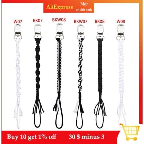 Vintage Braided Cotton Pacifier Chain Dummy Clips Baby Pacifier Holder Straps for Boys and Girls Modern Unisex Design