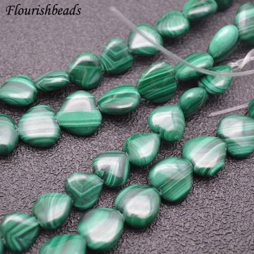 High Quality Cute Heart Shape Natural Malachite Loose Beads Green Stone Fine Jewelry Materials 1Strand 8mm 10mm