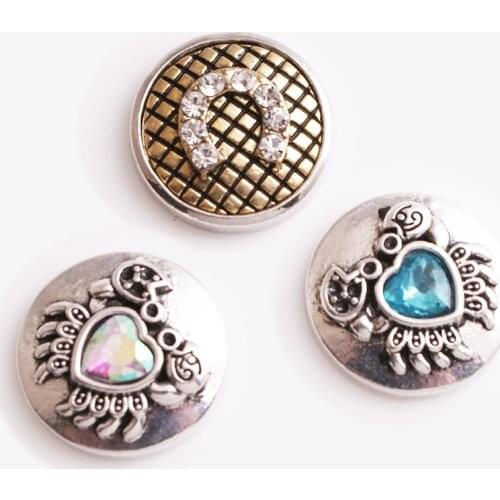 XH9602 NEW 18mm LOVE crab Horseshoe Metal Snap button jewelry