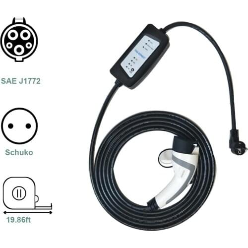 YKS-ESNES Portable EV Charger type 1 with Schukou Plug 16A 19.86Ft