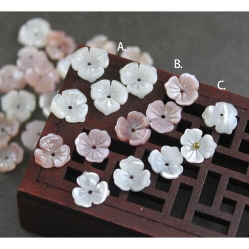 5pcs / bag natural shell 10mm carved three petal pointed bowl flower jewelry making DIY earrings hair clip jewelry accessories