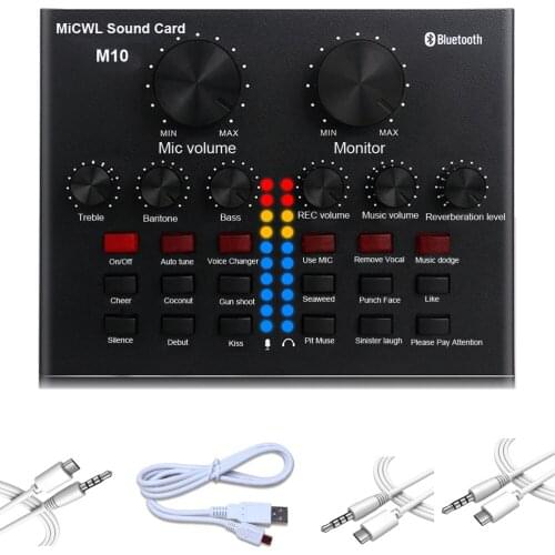 MiCWL Sound Card M10 Digital USB Audio Mixer For Laptop Computer PC Live Studio PreAmplifier Connect Microphone