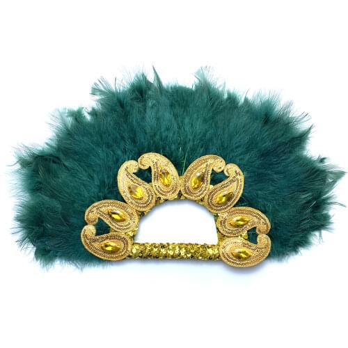 Bride wedding feather fan white color African feather handfan with sequins stones handmade fan for wedding party