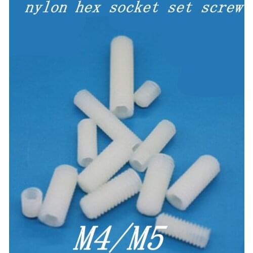 200PCS/lot M4 M5 nylon Hex Socket Set grub Screw
