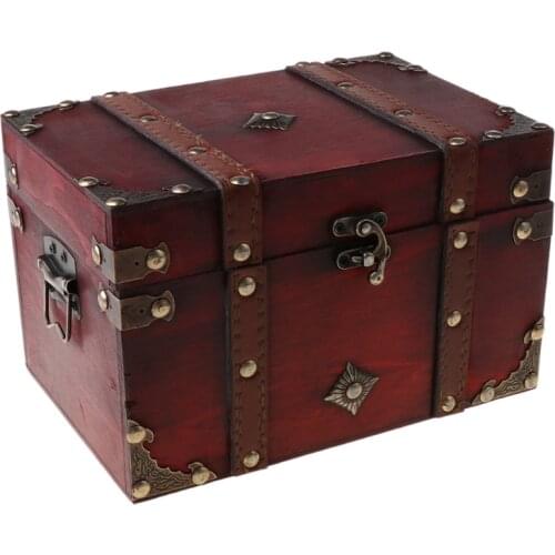 2021 New Treasure Chest Vintage Wooden Storage Box Antique Style Jewelry Organizer for Jewelry Box Trinket Box home Mask box