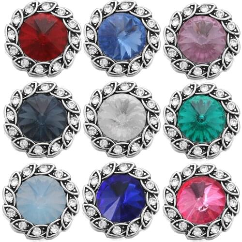 5pcs/lot New Snap Buttons Jewelry Metal 18mm Rhinestone Flower Snap Button Fit Snap Necklace Snap Bracelet Women Jewelry