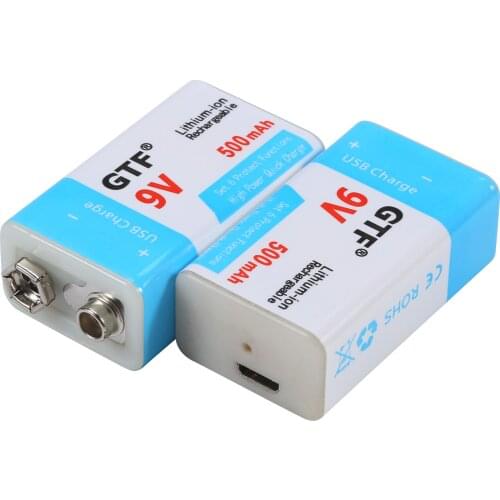 9v 500mah usb gtf charging battery, rechargeable battery li-ion micro 9v usb for multimeter microphone toy remote control ktv us