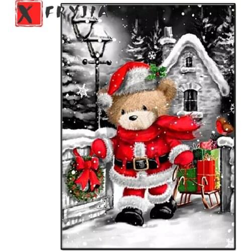 DIY Diamond Painting Full round square Drill Bear Cartoon 5D Diamond Embroidery mosaic Cross Stitch Christmas Decoration new