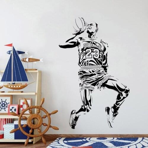 Basketball Sport Wall Sticker Vinyl Home Decor Michael Jordan Poster Decals Murals Boys Room Playroom Teens Bedroom