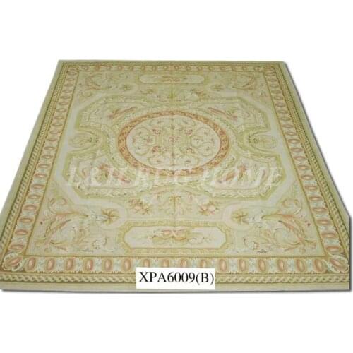 Free shipping 11.9'X18.4' Aubusson rugs Beige and madellian French style rugs Floral design big rugs