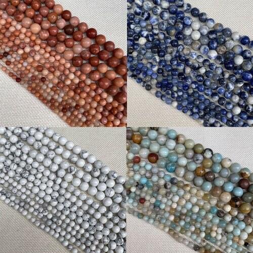 Loose Natural Stone Round Beads Semi-finished Product Spacer Beads for Jewelry Making Ladies Bracelet and Necklace Accessories