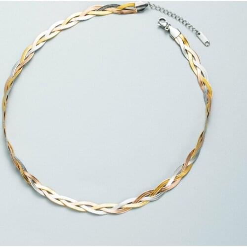 Fashion Unisex Snake Chain Twisted Mix Color Women Necklace Choker Stainless Stee Gold Chain Necklace Stainless Steel Jewelry