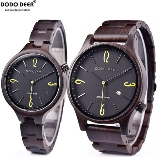 DODO DEER Mens Women Wood Watches Fashion Brand Calendar Unique Couple Wristwatch Gift for Him Dropshipping amante relógios