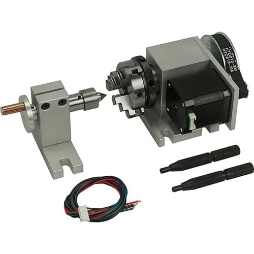 CNC dividing head A axis rotation 3 claw chuck for the cnc router cnc engraving machine+Tailstock