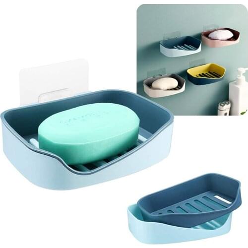 Soap Holder Double Layer Soap Sponge Dish Wall Mounted Soap Box Bath for Bathroom Shower Tool Storage Box Rack Self Adhesive