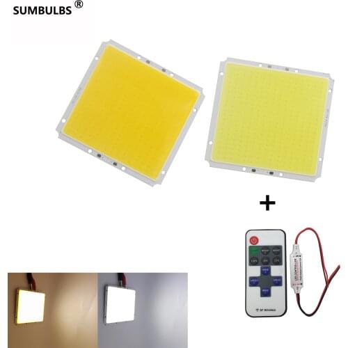 Dimmable 100x95MM Square Ultra Bright 50W COB LED panel Light Lamp Warm Cold White DC 12V Matrix Bulb with RF remote controller