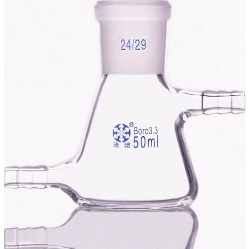 Filtering flask with side tubulature 50ml 24/29,Triangle flask with upper and bottom side tube,Filter Erlenmeyer bottle