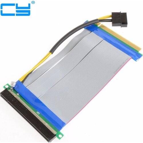 Riser PCI-E x16 pcie pci Express 16X to 16x Riser Extender Card with Molex IDE Power & Ribbon Cable adapter 20cm