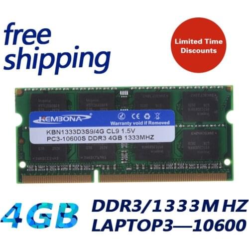 KEMBONA Brand New Sealed Laptop RAM Memory DDR3 1333 / PC3 10600 4GB compatible with all motherboard / Free Shipping