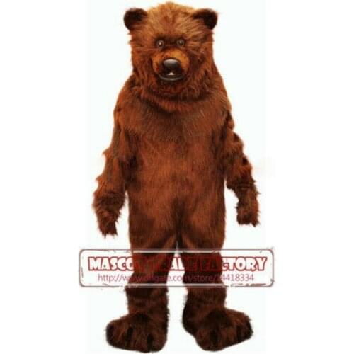 Brown Bear Mascot Fursuit Long-haired Cosplay Costume Fancy Dress Party Carnival Celebration Performance Clothing