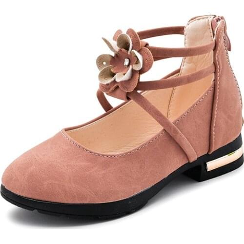 Girls Leather Shoes 2021 New Autumn Fashion Princess Shoes Soft Sole Kids Peas Shoes Sweet Flowers for Wedding Chic Fashion Hot