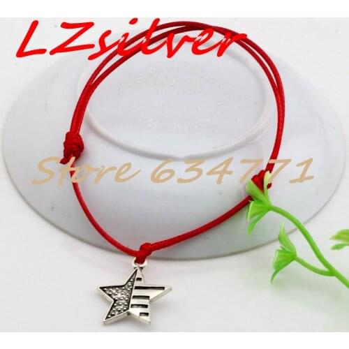 MIC 20pcs Adjustable Bracelets Red Waxes rope American Flag Star Charm Adjustable Bracelet B-51