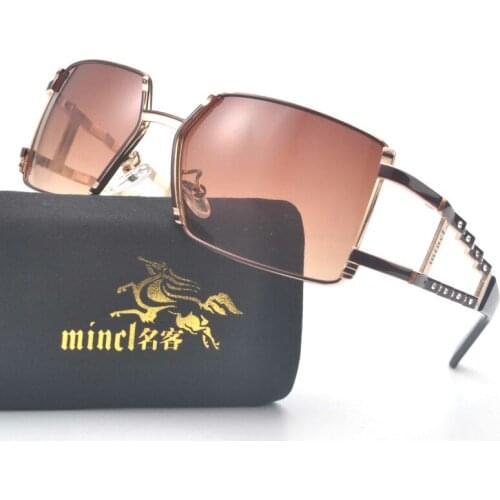 MINCL/ Top quality men sunglasses 2017 brand design big square semi rimless sun glasses men luxury unisex UV occhiali da sole XL