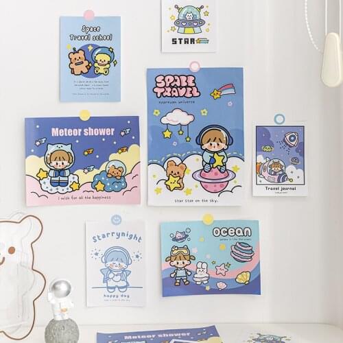 16 Sheets/Pack Sweet Dream Wall Stickers Memo Pad Scrapbooking DIY Luggage Journal Cell Phone Cartoon Decorative Material Paper