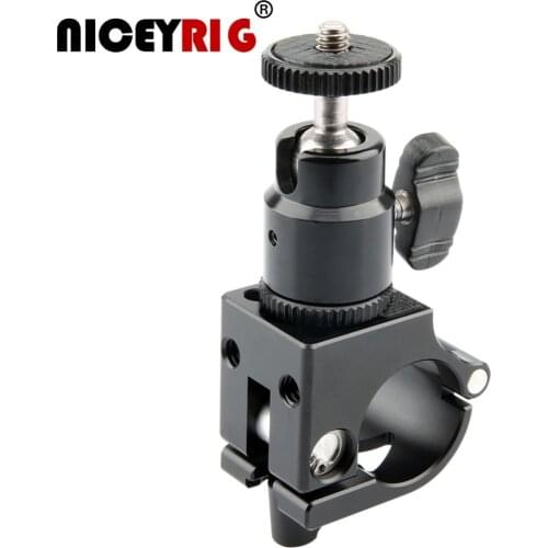 NICEYRIG 1/4 Screw Plate Tripods Clamp Cheese Mount 25mm Rod Clamp with 360 Degree Rotation Adjustment Ball Head for LCD Monitor