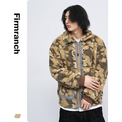 Firmranch Original 2021 Autumn/Winter Lambkin Camouflage Coat INS Reflective Thick Jacket For Men/Women Cotton-Padded Greatcoat