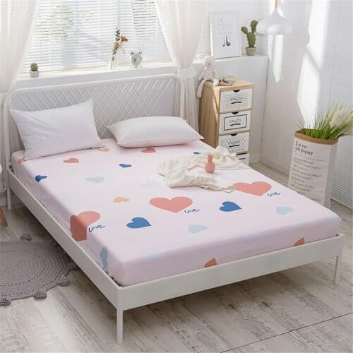 Pink Love Cute Rabbit Fitted Bedsheet with Elastic Bed 1.2m 1.5m 1.8m Cotton Mattress Cover for Baby Boys Girls Birthday Gift