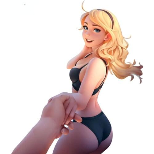 Sexy cute blond woman hand drawn character Car Sticker Decal Decor Motorcycle Off-road Laptop Trunk Guitar PVC Vinyl Sticker