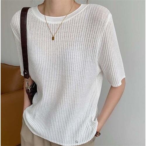 Alien Kitty 2021 New Solid Knitted Pullovers Slim-fit Sweaters Women Bottom Summer Loose Casual Jumper Tops Femme Chic Knitwear