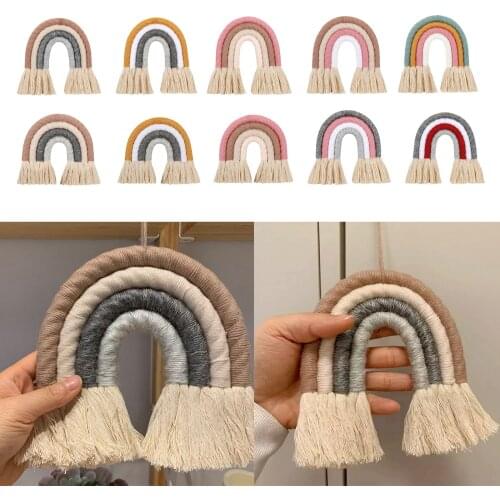 Rainbow Macrame ing Bohemian Tassel Tapestry Craft for Child Room Decor