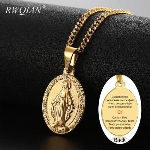 Religion Pendant Necklace Custom Photo Stainless Steel Necklace Personalize Chain Necklaces for Women Men Charm Jewelry Gifts