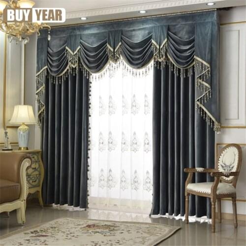 Luxurious Dutch Velvet Fabric Curtains for Living Room Soft Solid Color Valance Window Curtain Bedroom Top Quality Pelmet Custom