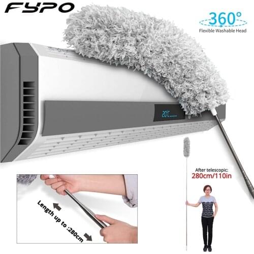 Fypo Dust Cleaner Retractable Pole Static duster Gap Cleaning Tools Adjustable Microfiber Duster Brush Stretch Extend Duster