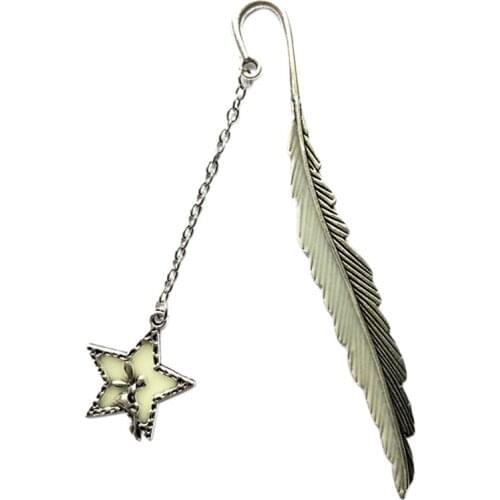 Vintage Flying Man Bookmark Luminous Glow In The Dark Star Shape Feather Bookmark Metal Bookmark Diy