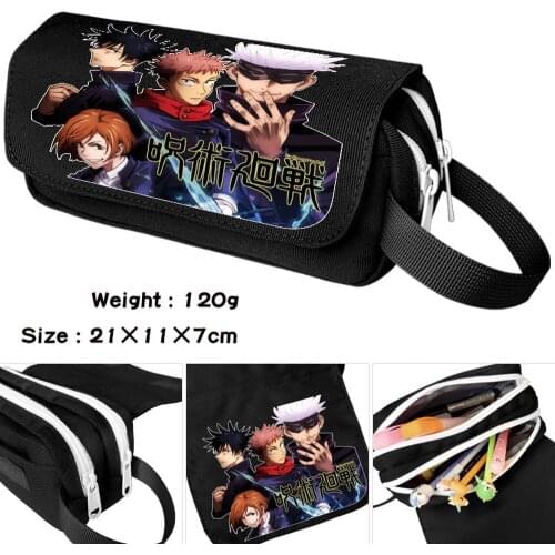 Anime Jujutsu Kaisen Cartoon Waterproof Pencil Case Student Zipper Casual Cosmetic Bag Pen Bag Boy Girl Stationery MakeUp Bag