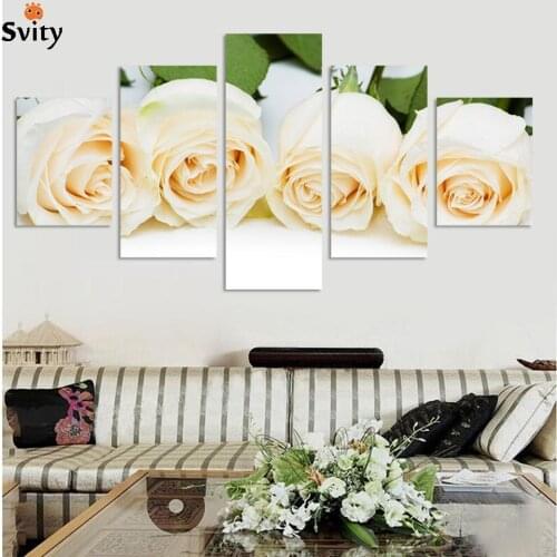 Derict factory 5 Piece Wall Pictures Decoration Modern Wall Painting Rose Flowers Home Decorative Paint on Canvas Prints