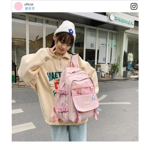 Women Nylon Backpack Candy Color Waterproof School Bags for Teenagers Girls Patchwork Female Rucksack Mochila