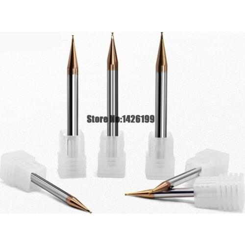 1pc Micro End Mill 0.2mm 0.3mm 0.4 0.5 0.6 0.7 0.8 0.9mm 2 flutes HRC60 Carbide Flat Square CNC Milling Cutters Sprial Router