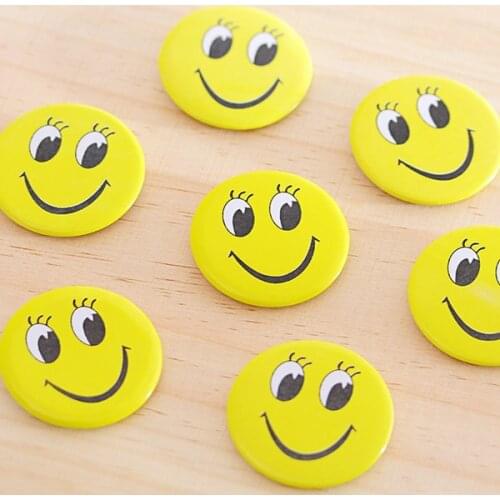 10pcs Promotion smile badge gifts Circle Round Tin Plate Plastic Back Pin Button Badge for clothing