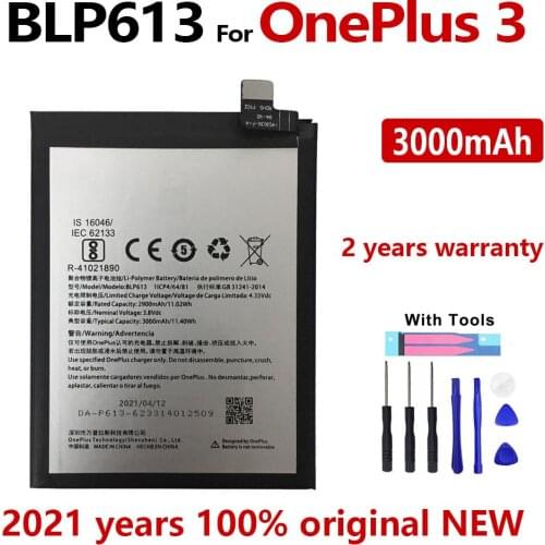 100% Original BLP613 3000mAh Replacement battery For OnePlus 3 One Plus 3 Three Cell Phone Batteries with tracking number