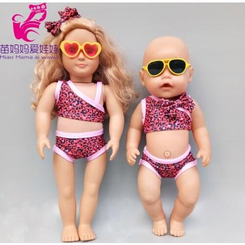 18-inch Girl Doll Swim Suit for 43cm Baby Doll Leopard Bikini Doll Accessories