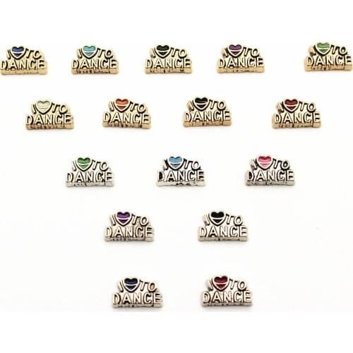 20Pcs/Lot Mixed Color I Love Dance Floating Charms Hand-made DIY for Glass Lockets