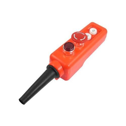 220V Red Light Sign Emergency Stop Up Down 2 Way Hoist Pendant Pushbutton Switch
