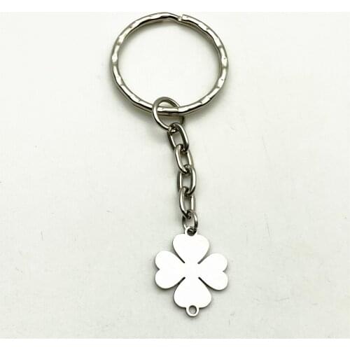 3pcs lucky four leaf clovers Charms Pendant split Ring plant love hanger key chains link bag pendants diy jewelry making phone