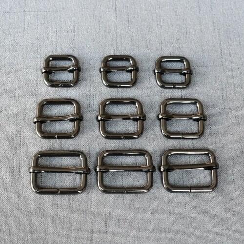 50 Pcs/Lot 15mm 20mm 25mm High Quality Gun Black Plated Metal Buckle Adjuster Slider For DIY Dog Collar Sewing Webbing Handbag